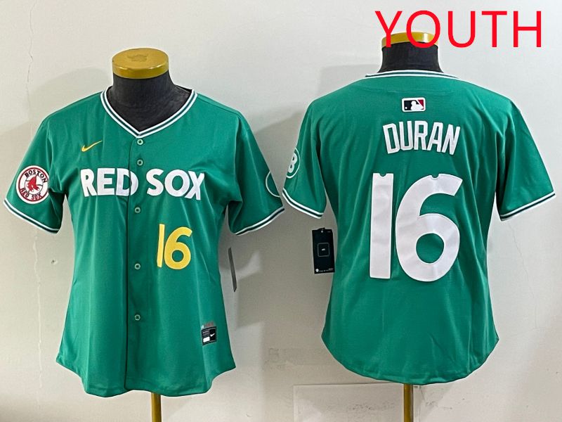 Youth 2025 Boston Red Sox #16 Duran Dark Green Joint Name Nike MLB Jersey style 7
